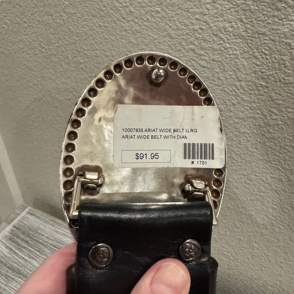 Black Studded Belt with Silver Buckle - Picture 3 of 4